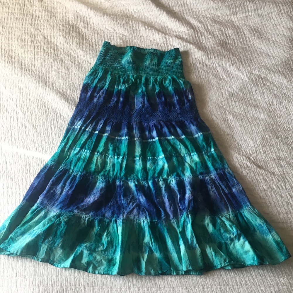 Long blue summer skirt